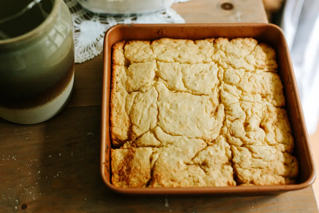 butter dip biscuits in orange baking pan